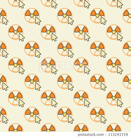 Mouse Cursor and Radiation symbol vector colored seamless pattern in outline style Mouse Cursor and Radiation symbol vector colored seamless pattern in outline style 113291559