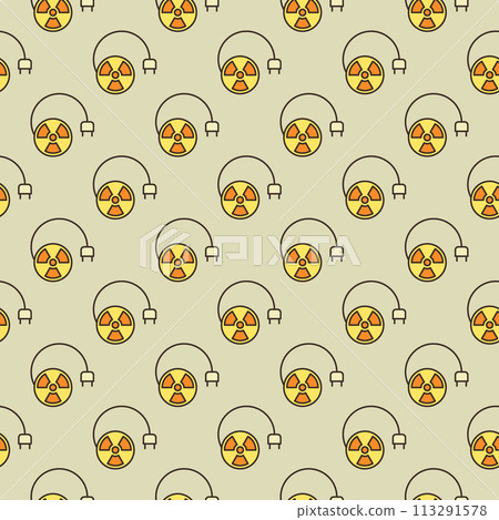 Plug and Round Radiation sign vector colored seamless pattern Plug and Round Radiation sign vector colored seamless pattern 113291578