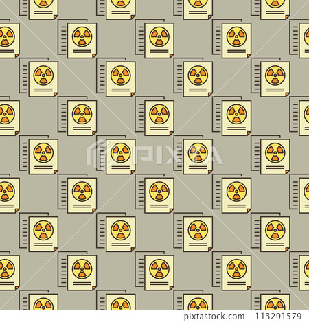 Radiation sign on Documents vector colored seamless pattern Radiation sign on Documents vector colored seamless pattern 113291579