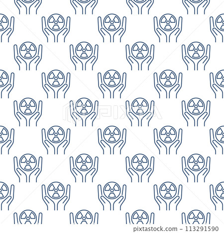 Radiation symbol inside Hands vector linear seamless pattern Radiation symbol inside Hands vector linear seamless pattern 113291590