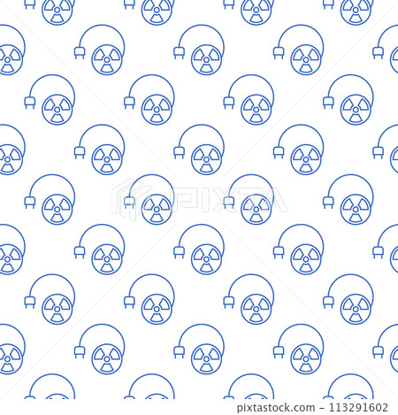 Round Radiation symbol with Plug vector seamless pattern in outline style Round Radiation symbol with Plug vector seamless pattern in outline style 113291602