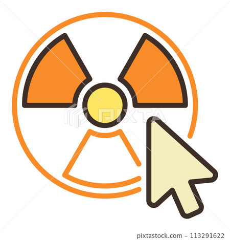 Mouse Cursor and Radiation symbol vector colored icon or sign in outline style Mouse Cursor and Radiation symbol vector colored icon or sign in outline style 113291622