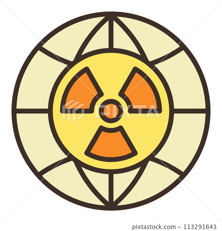 Radiation symbol inside Earth Glove vector colored icon or symbol in thin line style 113291643
