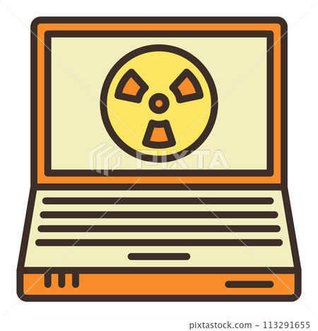 Radiation sign on Laptop Computer Screen vector colored icon or logo element Radiation sign on Laptop Computer Screen vector colored icon or logo element 113291655
