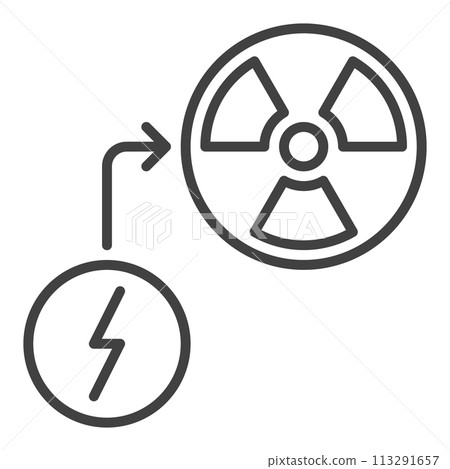 Renewable Nuclear Energy vector Radiation linear icon or symbol Renewable Nuclear Energy vector Radiation linear icon or symbol 113291657