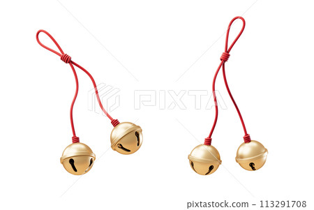 Golden round bell and red line, 3d rendering. 113291708