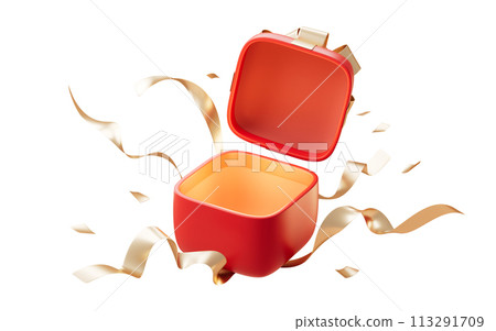 Opening gift box with cartoon style, 3d rendering. 113291709