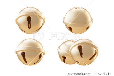 Golden round bells, 3d rendering. 113291718