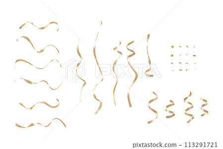 Golden celebration ribbon elements, 3d rendering. 113291721