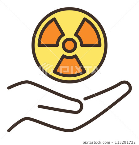 Round Radiation symbol on Hand vector colored icon or design element Round Radiation symbol on Hand vector colored icon or design element 113291722