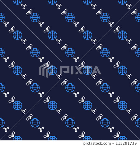 Space-Based Nukes with Earth and Satellite vector seamless pattern in outline style 113291739