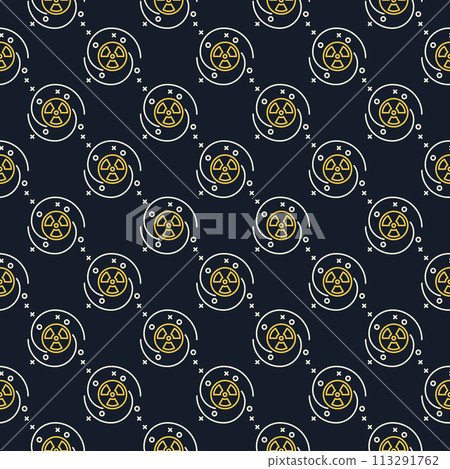 Nuclear Bomb in Space vector thin line seamless pattern 113291762