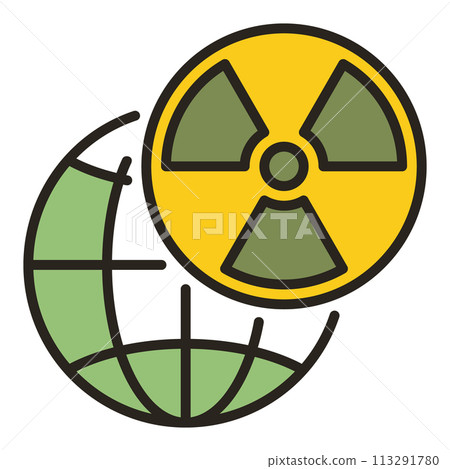 Earth Globe with Radiation symbol vector colored icon or sign Earth Globe with Radiation symbol vector colored icon or sign 113291780