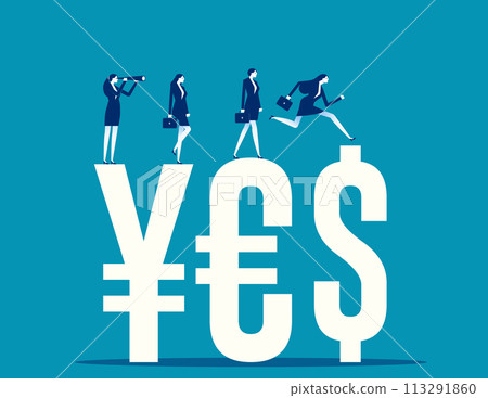 Investor team wearing run on Money currency symbol. Foreign exchange trading 113291860