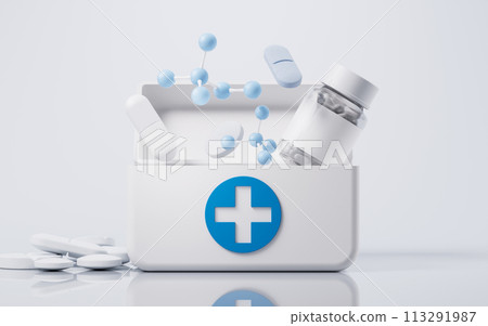White health care medical box, 3d rendering. White health care medical box, 3d rendering. 113291987