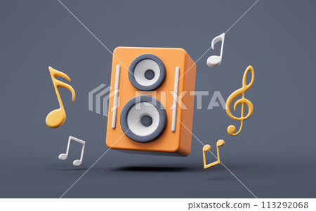 Music instruments with cartoon style, 3d rendering. 113292068