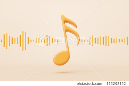 Music notes with cartoon style, 3d rendering. Music notes with cartoon style, 3d rendering. 113292132