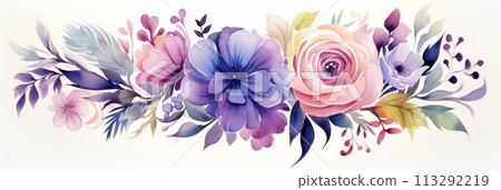 Bright flowers on white background 113292219