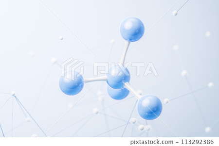 Molecule with biology concept background, 3d rendering. 113292386