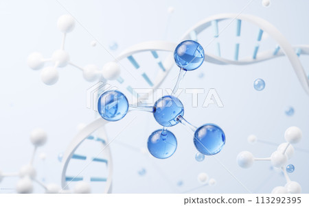Molecule with biology concept background, 3d rendering. 113292395