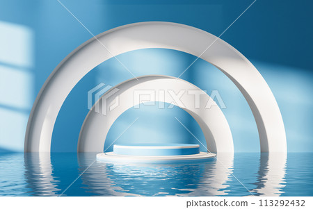 Empty room with water surface, 3d rendering. 113292432