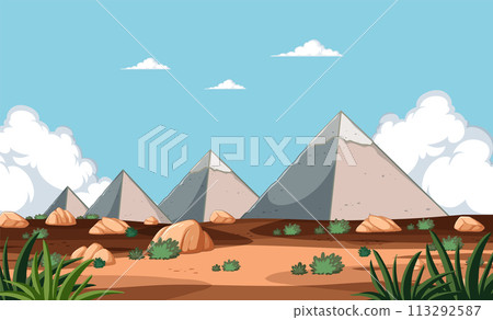 Desert Landscape with Mountain Backdrop 113292587