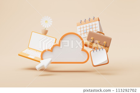 Cloud computing and office, 3d rendering. 113292702