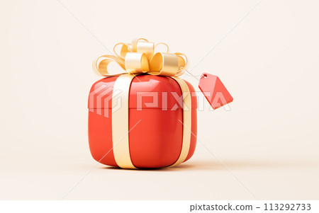 Cartoon gift box, festival elements, 3d rendering. 113292733