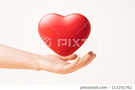 Love heart in a hand, 3d rendering. Love heart in a hand, 3d rendering. 113292762