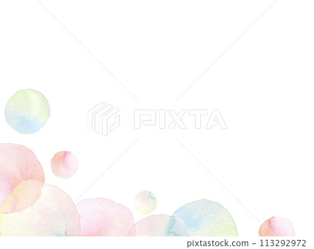 Colorful polka dot frame background illustration painted with transparent watercolor Colorful polka dot frame background illustration painted with transparent watercolor 113292972