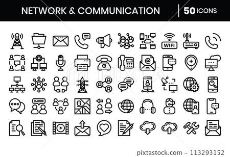Network And Communication Outline Icons Set.Vector illustration. 113293152