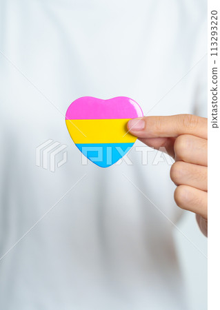 Pansexual Pride Day and LGBT pride month concept. hand holding pink, yellow and blue heart shape for Lesbian, Gay, Bisexual, Transgender, Queer and Pansexual community Pansexual Pride Day and LGBT pride month concept. hand holding pink, yellow and blue heart shape for Lesbian, Gay, Bisexual, Transgender, Queer and Pansexual community 113293220