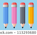 pencils set flat design isolated 113293680