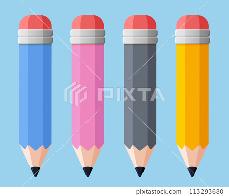 pencils set flat design isolated pencils set flat design isolated 113293680