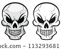 skull head drawing isolated design 113293681