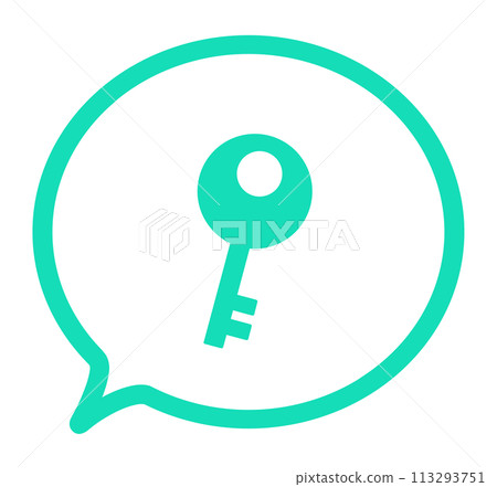 Simple green key mark and speech bubble 113293751