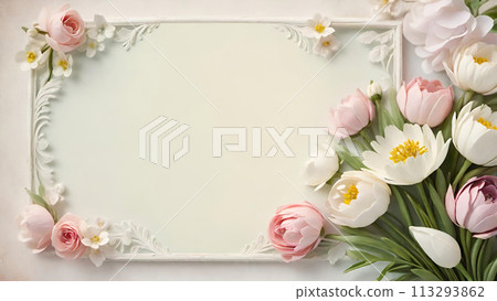 Floral background frame material 113293862