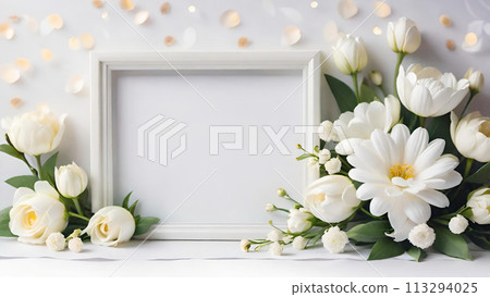 Floral background frame material 113294025