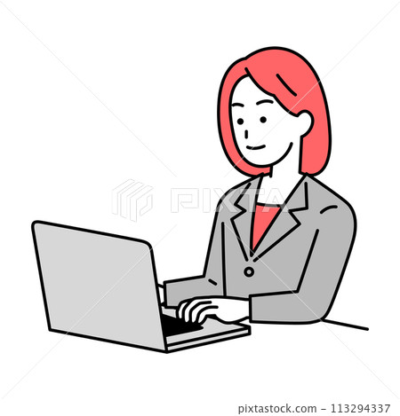 Woman working on a laptop 113294337