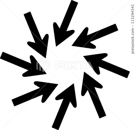 Illustration of eight monochrome arrows pointing inwards 113294341