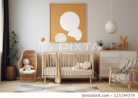 Modern Nursery with Abstract Art Modern Nursery with Abstract Art 113294379