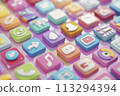 Vibrant Social Media Icons Display 113294394