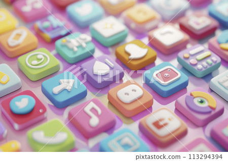 Vibrant Social Media Icons Display Vibrant Social Media Icons Display 113294394