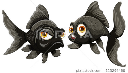 Expressive Cartoon Goldfish Duo Expressive Cartoon Goldfish Duo 113294468