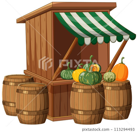 Rustic Market Stall with Fresh Produce Rustic Market Stall with Fresh Produce 113294493