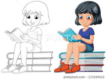 Young Girl Enjoying a Good Book 113294522