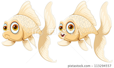 Cheerful Goldfish Friends Vector Illustration 113294557