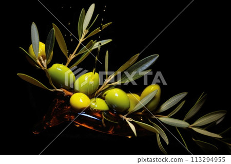 Olive oliya, healthy eating product, healthy lifestyle, extra grade olive for various salad dressings, olives, olive leaves tree, proper nutrition Vitamins and minerals 113294955