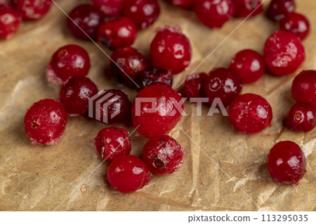 frozen for storage ripe red cranberries frozen for storage ripe red cranberries 113295035