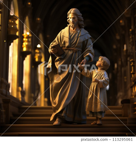 Saint Joseph. betrothed husband of the Blessed Virgin Mary , religion bible evangilia new testament , Jesus Christ child, Nazareth carpenter. birth of Christ The icon of St. Joseph 113295061